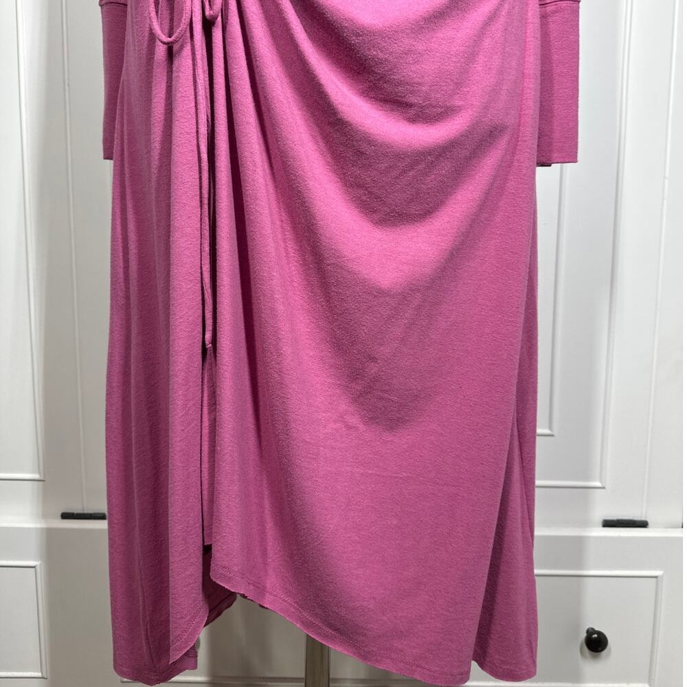 Daily Practice by Anthropologie Ruched Midi Dress Pink Jersey Knit Sz 1X Casual - Picture 3 of 11